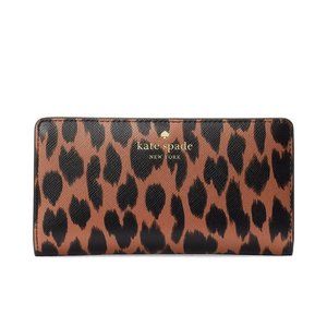 Kate Spade Leopard Print Wallet - Black and Brown